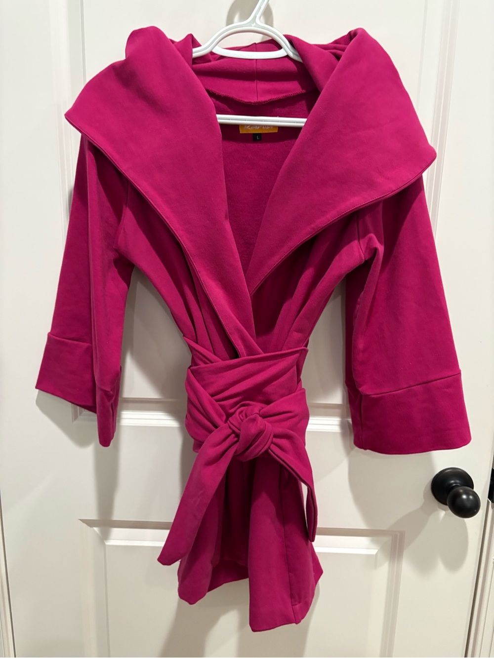 Kania Couture Hooded Sweatshirt Wrap Jacket Hot Pink Fuchsia Size Large L